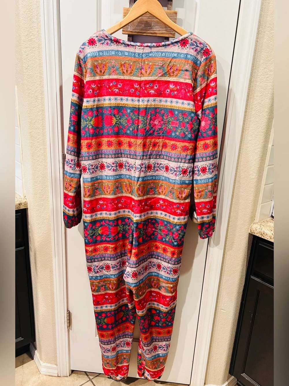 Natural Life One Piece Pajamas Fleece Comfy Floral Boho